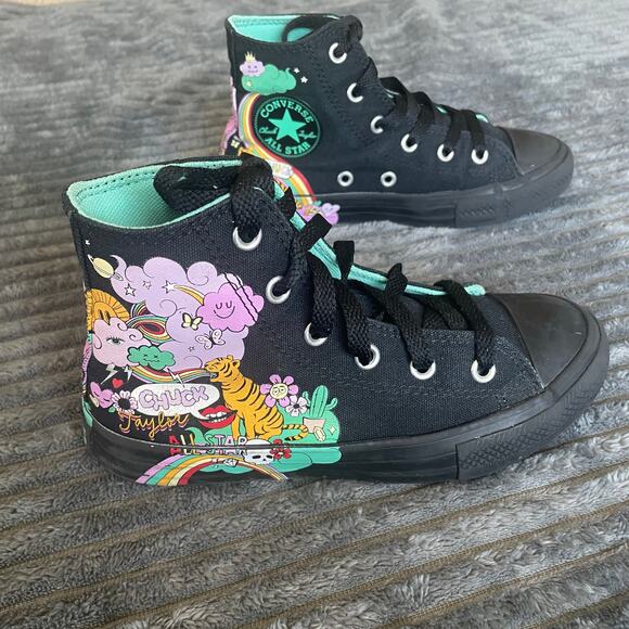 Converse CTAS High Top Psychedelic Black Shoes Youth 13 Style 371272F - Picture 5 of 9
